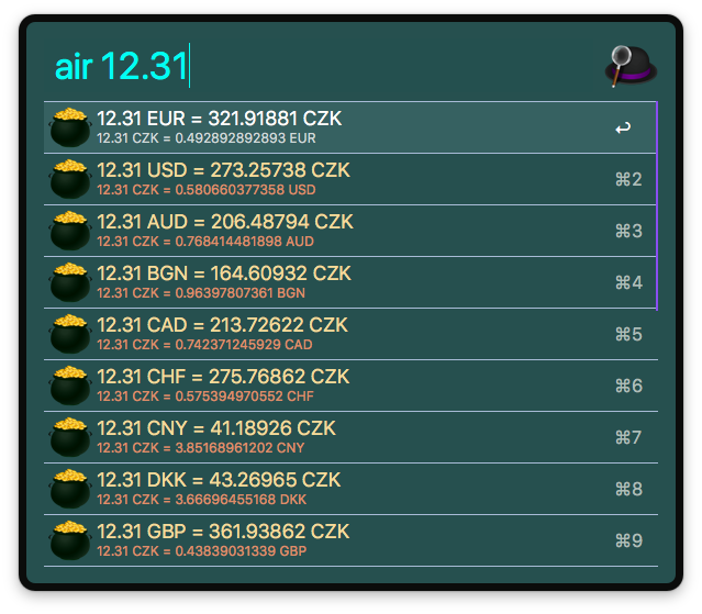 Alfred - workflow main with amount