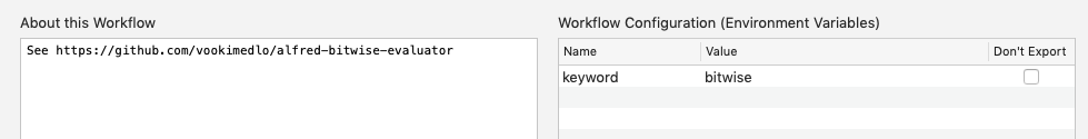 bitwise workflow configuration