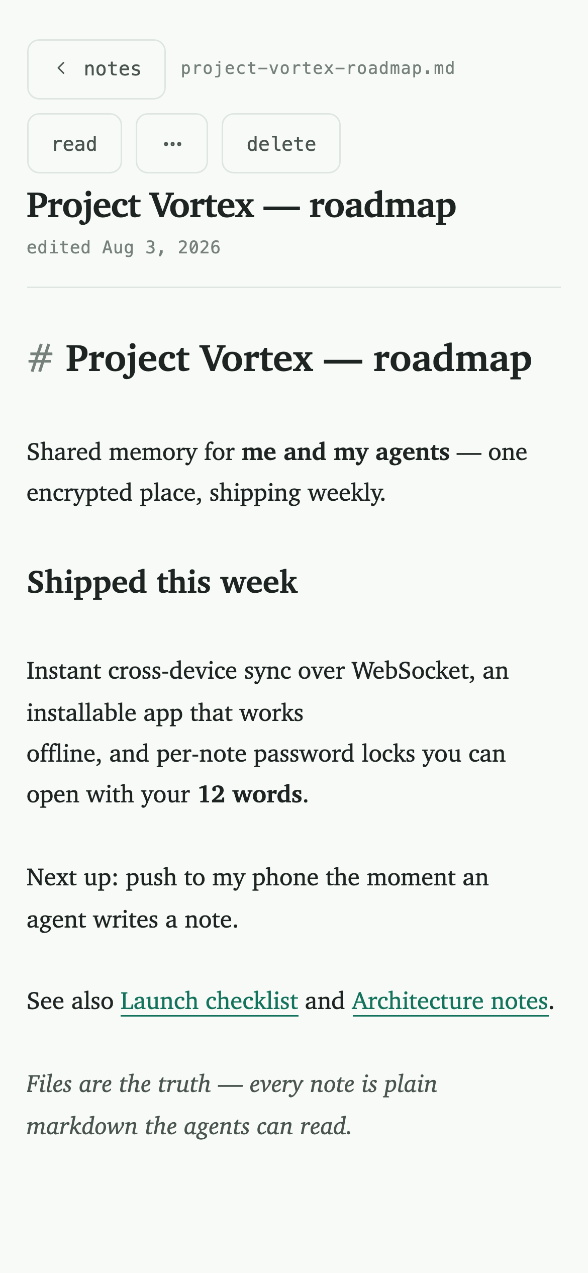 Vortex Notes on a phone