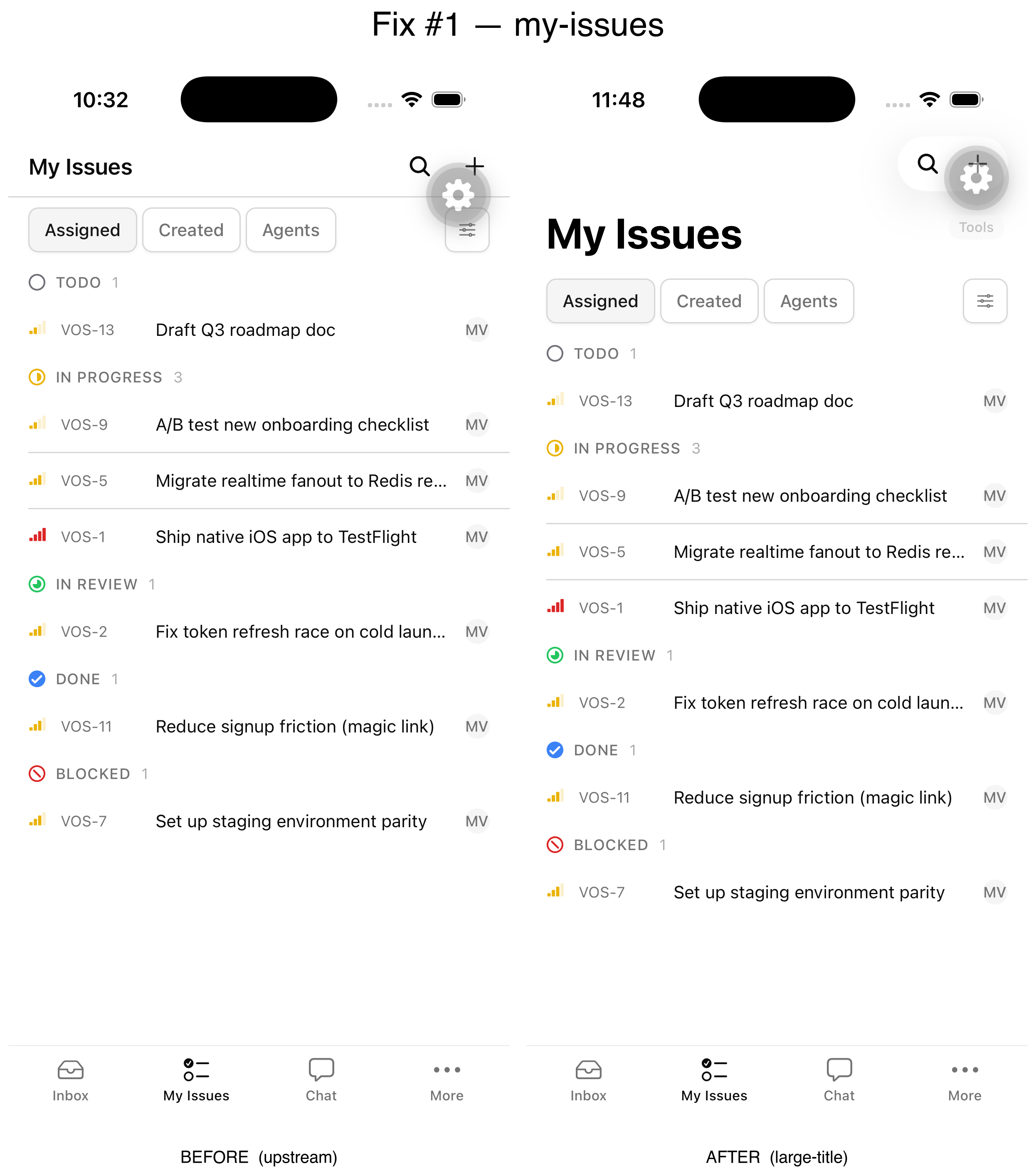 My Issues before/after