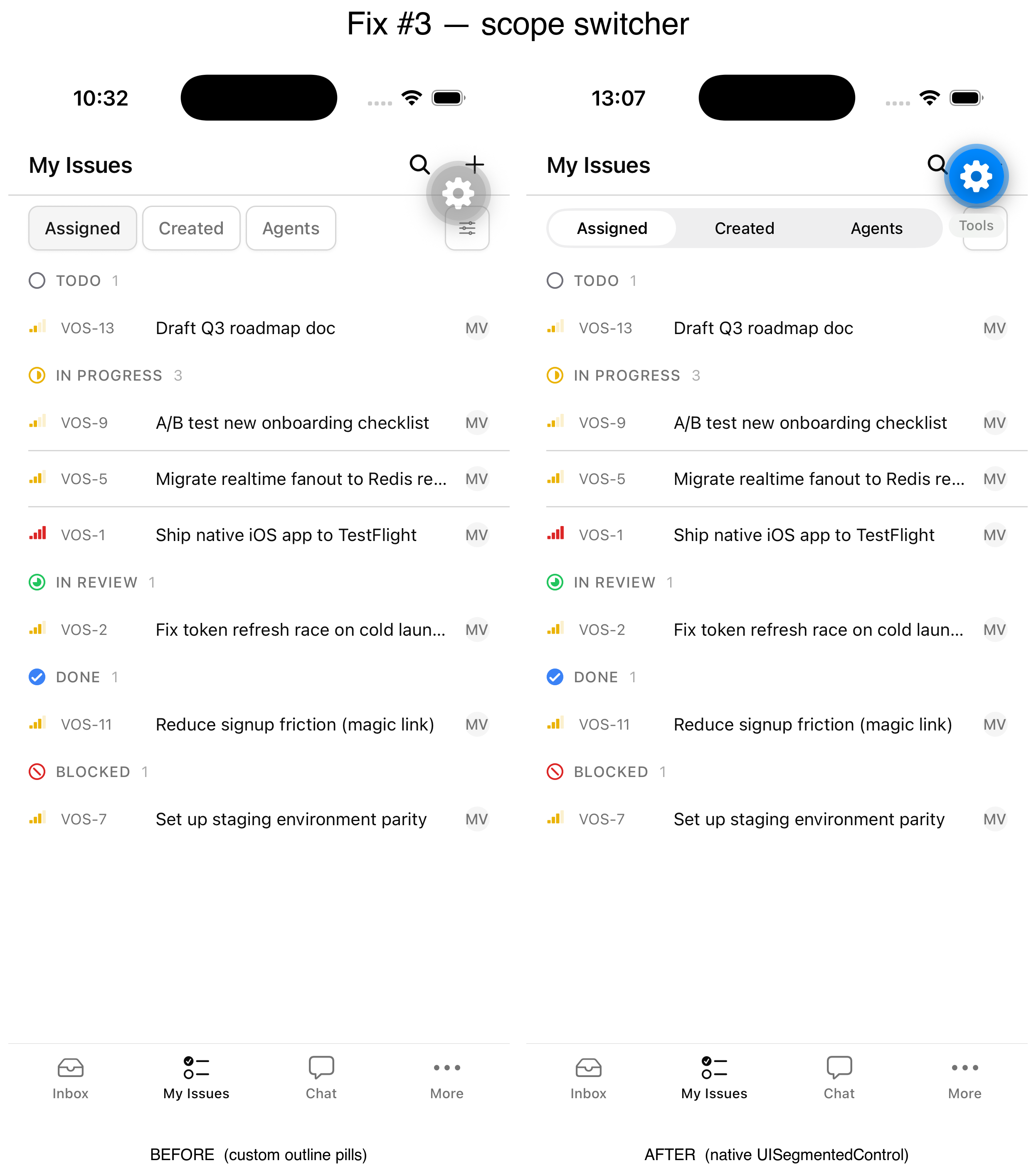 Segmented before/after