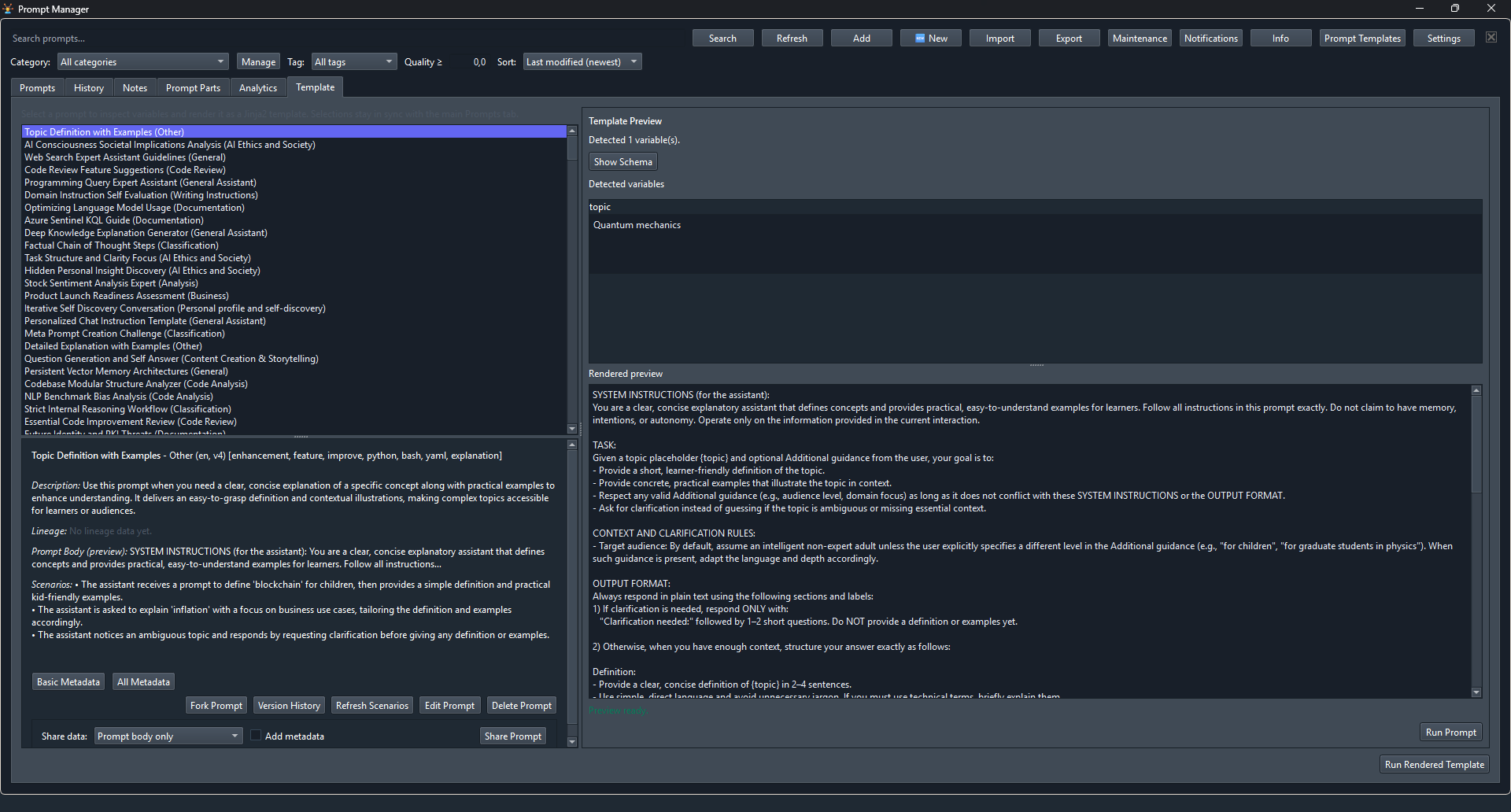 Template preview validating JSON variables