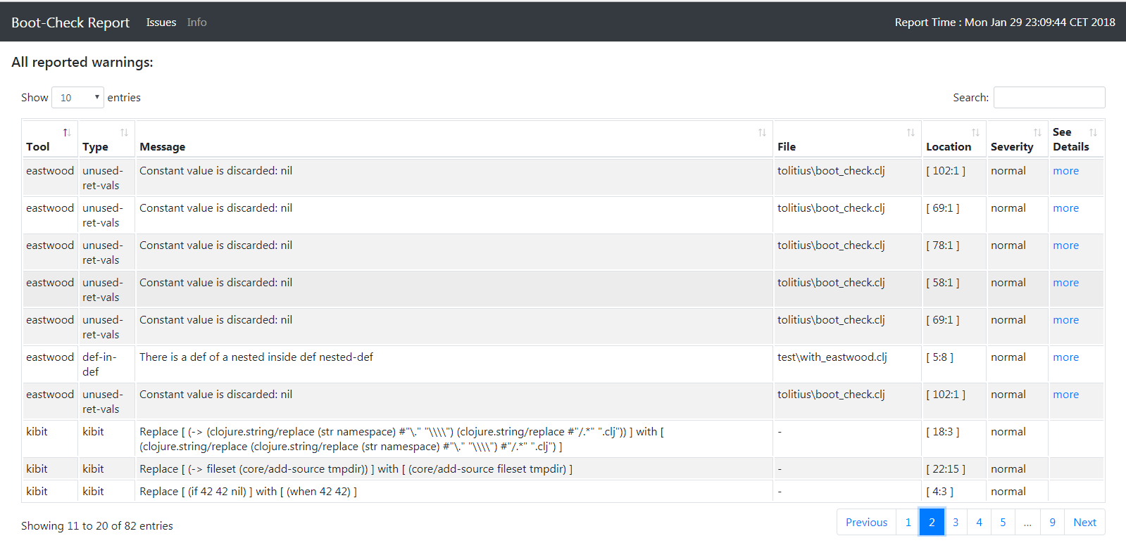 sample boot check report