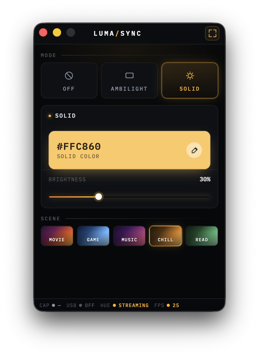 LumaSync compact lights view