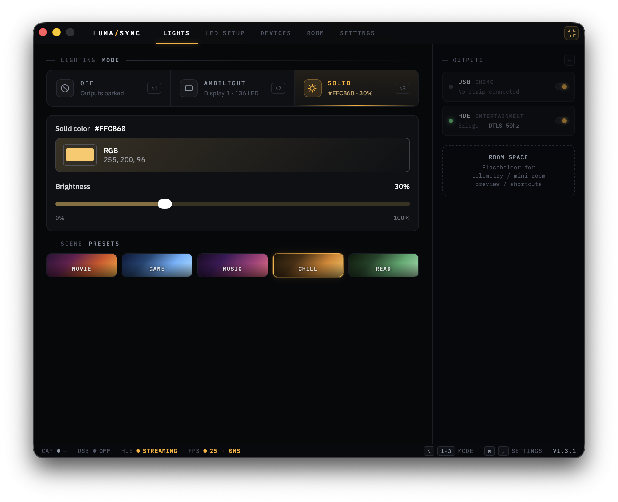 LumaSync full lights view