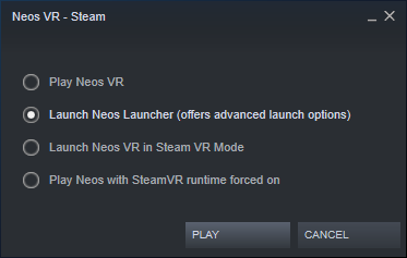 Start NeosVR with the NeosVR Launcher