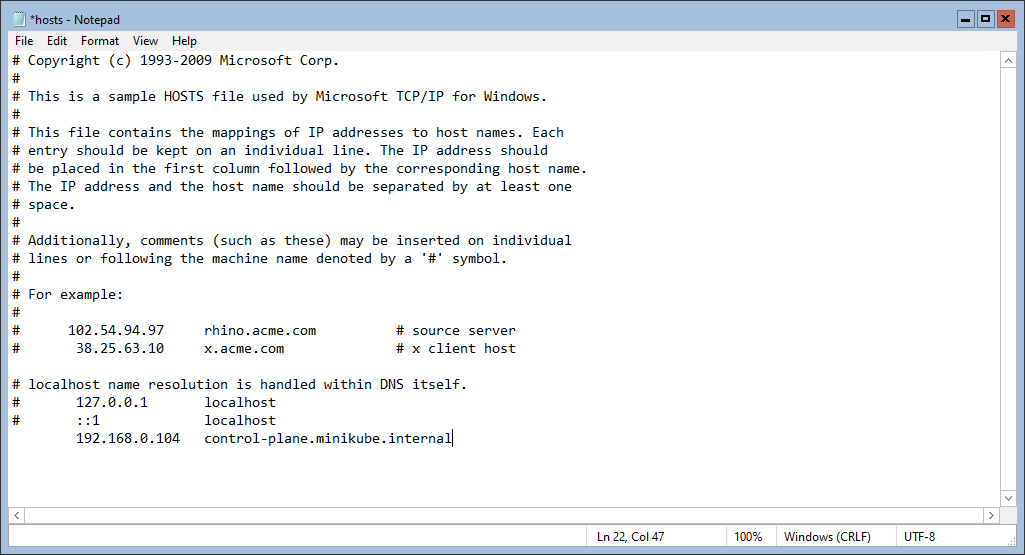 Hosts file configuration