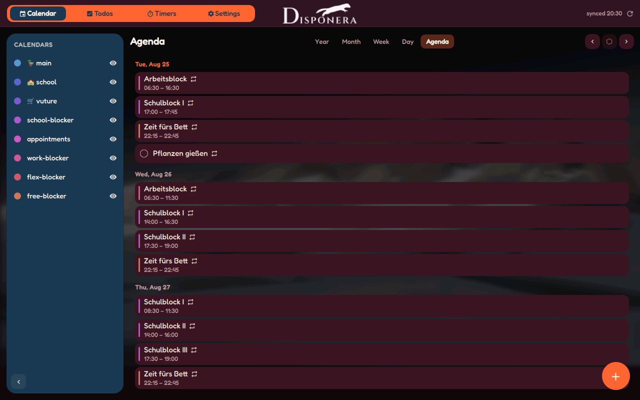 Agenda list