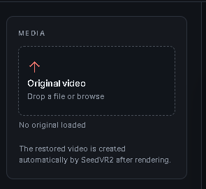 Media panel with the original-video drop zone