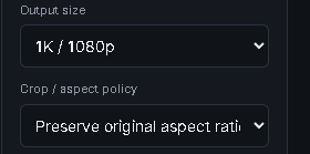 Output-size and crop-policy selectors