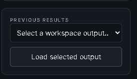 Previous-results selector and load button