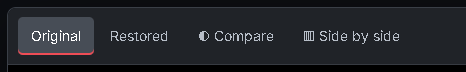Original, Restored, Compare, and Side by side viewer tabs