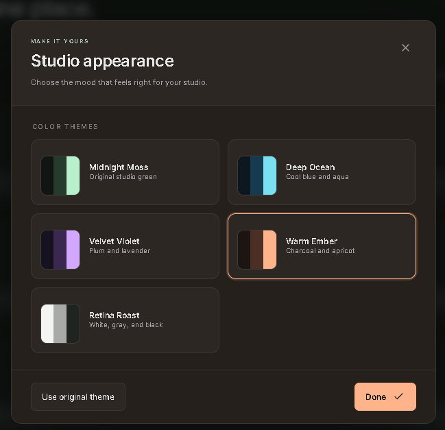 Studio appearance presets