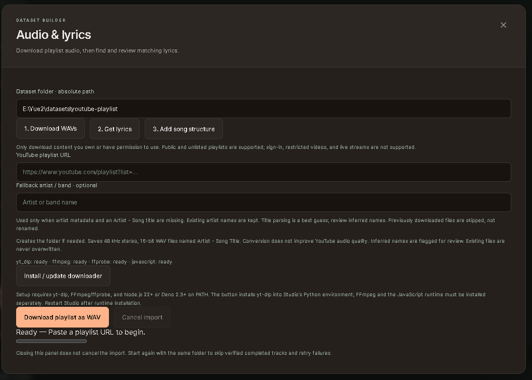 Download authorized playlist tracks as WAV files