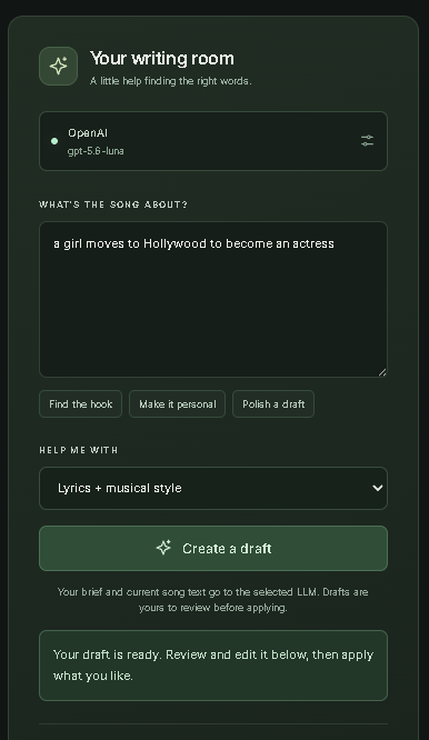 Describe a song idea