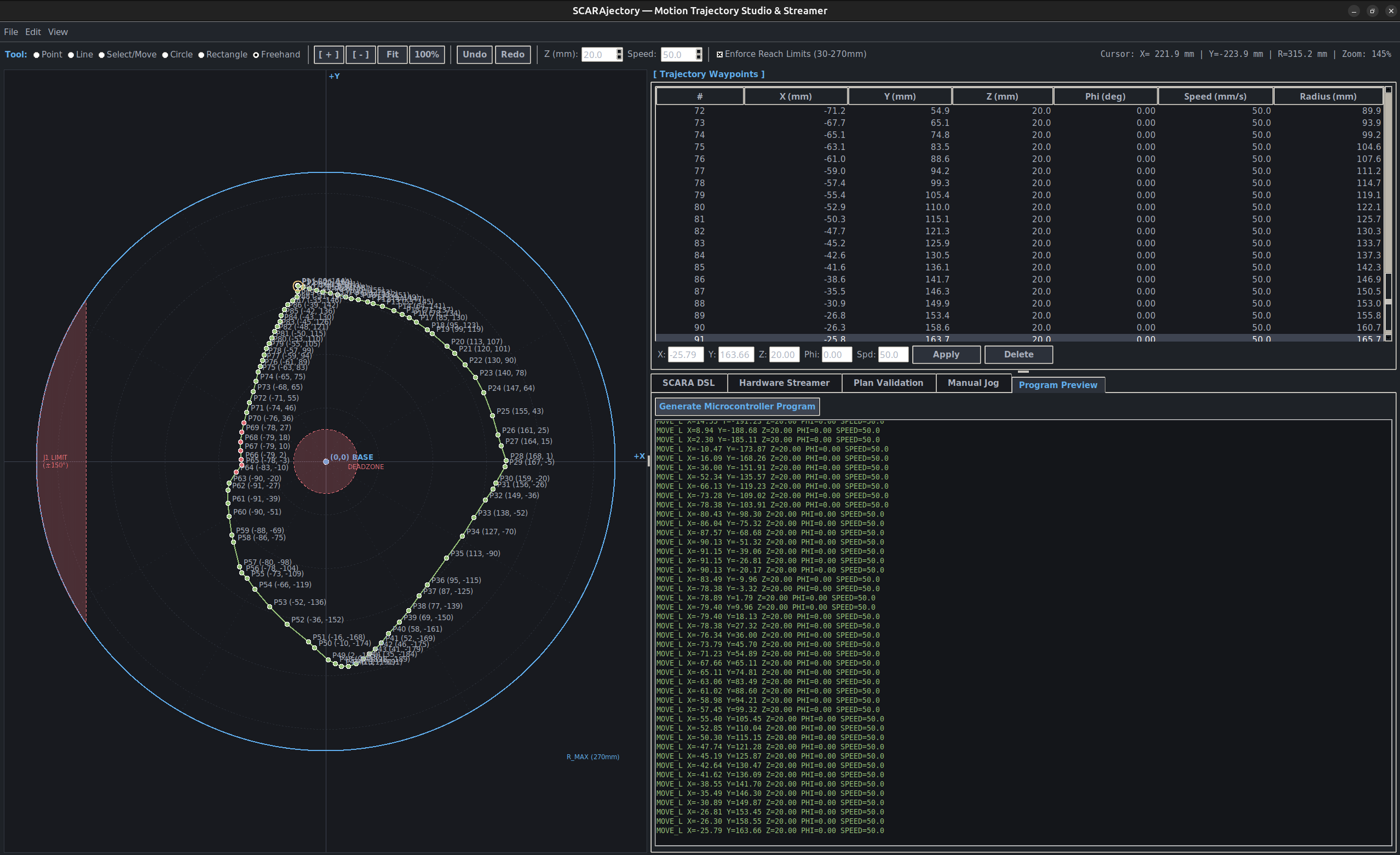 SCARA Trajectory Studio in Progress