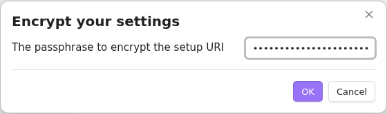 Masked passphrase for the P2P Setup URI for another device