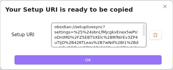 P2P Setup URI generated by the working first device