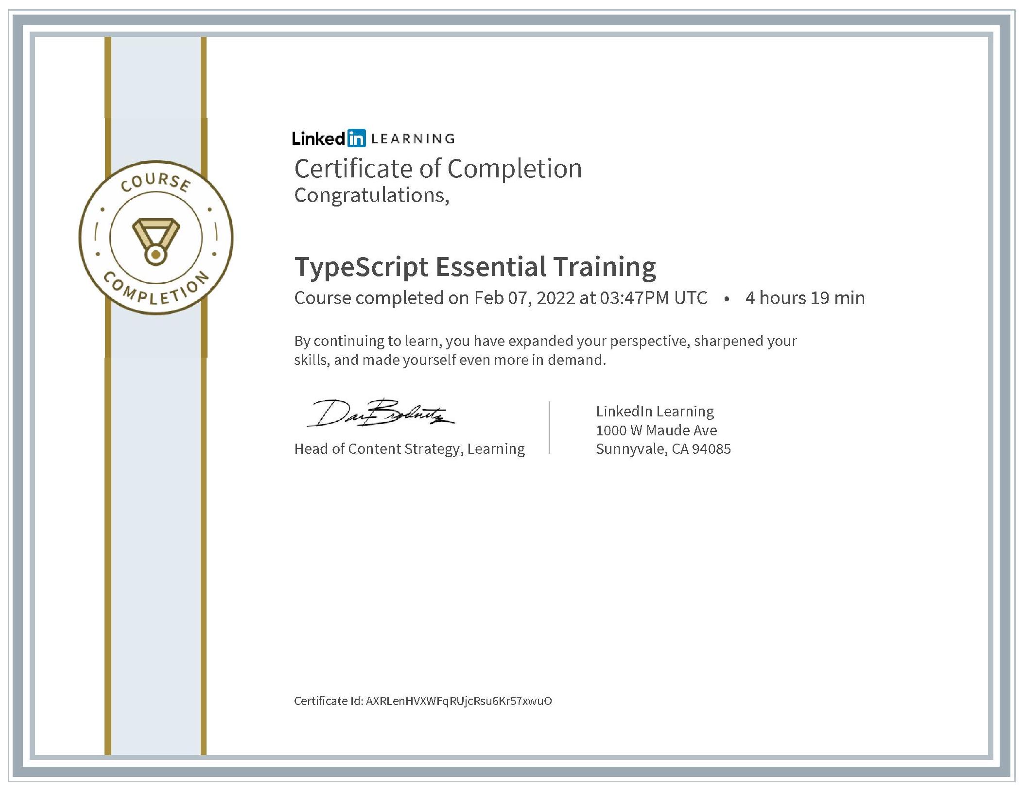 TypeScript Certificate