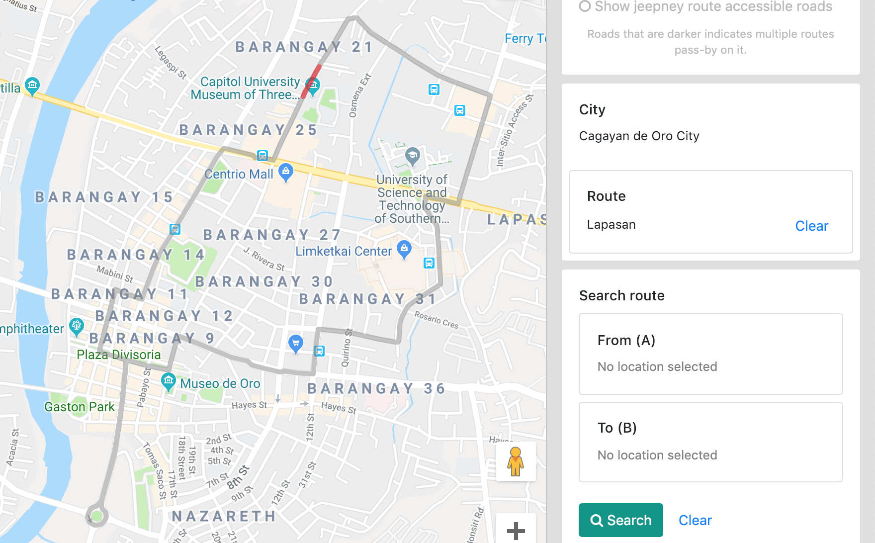 Jeepney route search