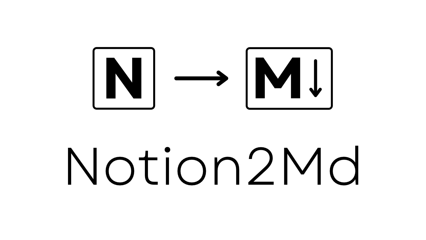 Notion2Md logo - an arrow pointing from "N" to "MD"