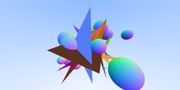 Visualizing normals - Random spheres and triangles