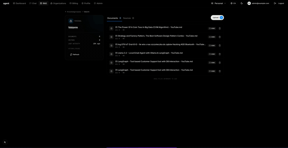 File upload & RAG ingestion