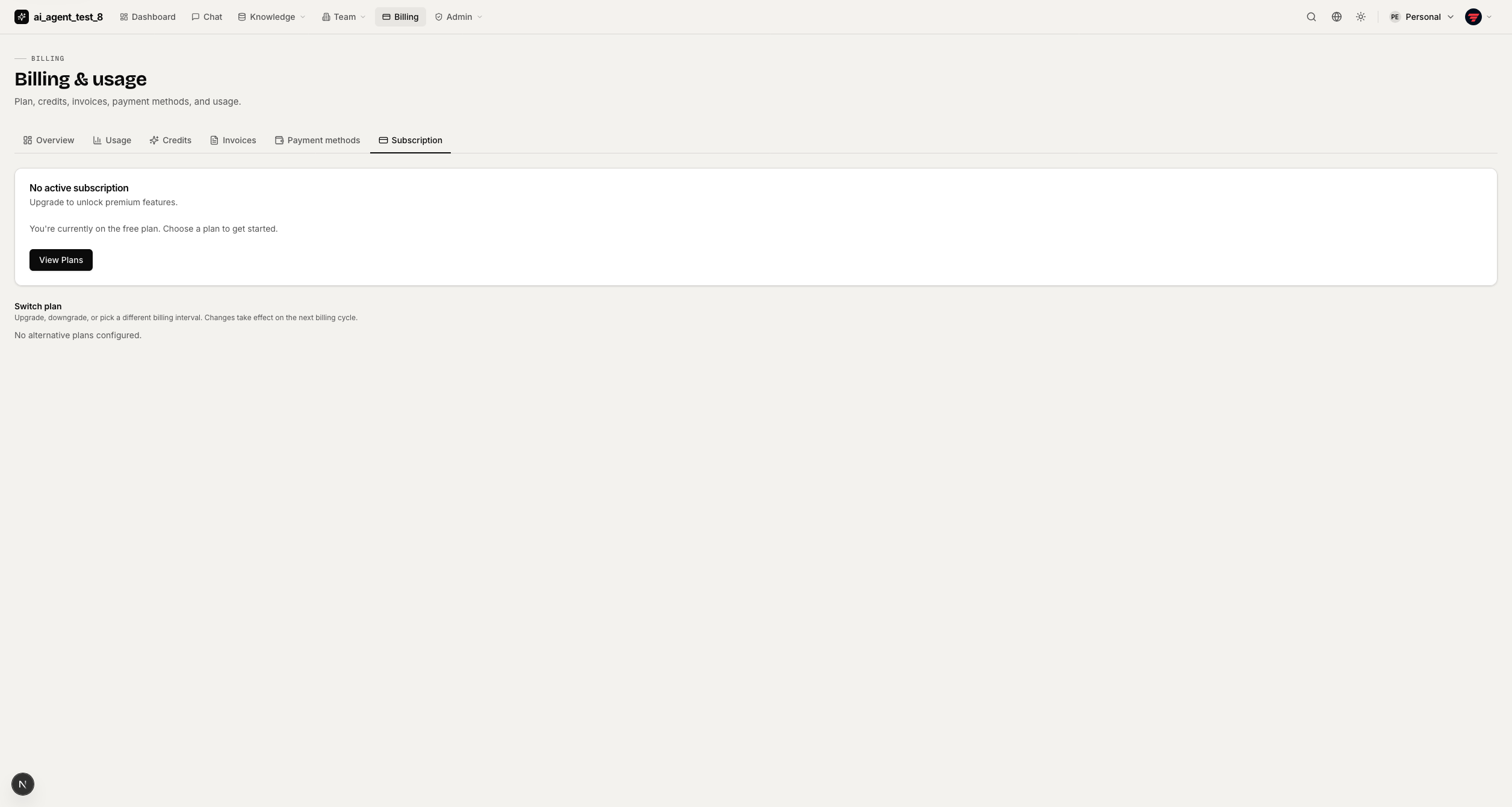 Billing subscription