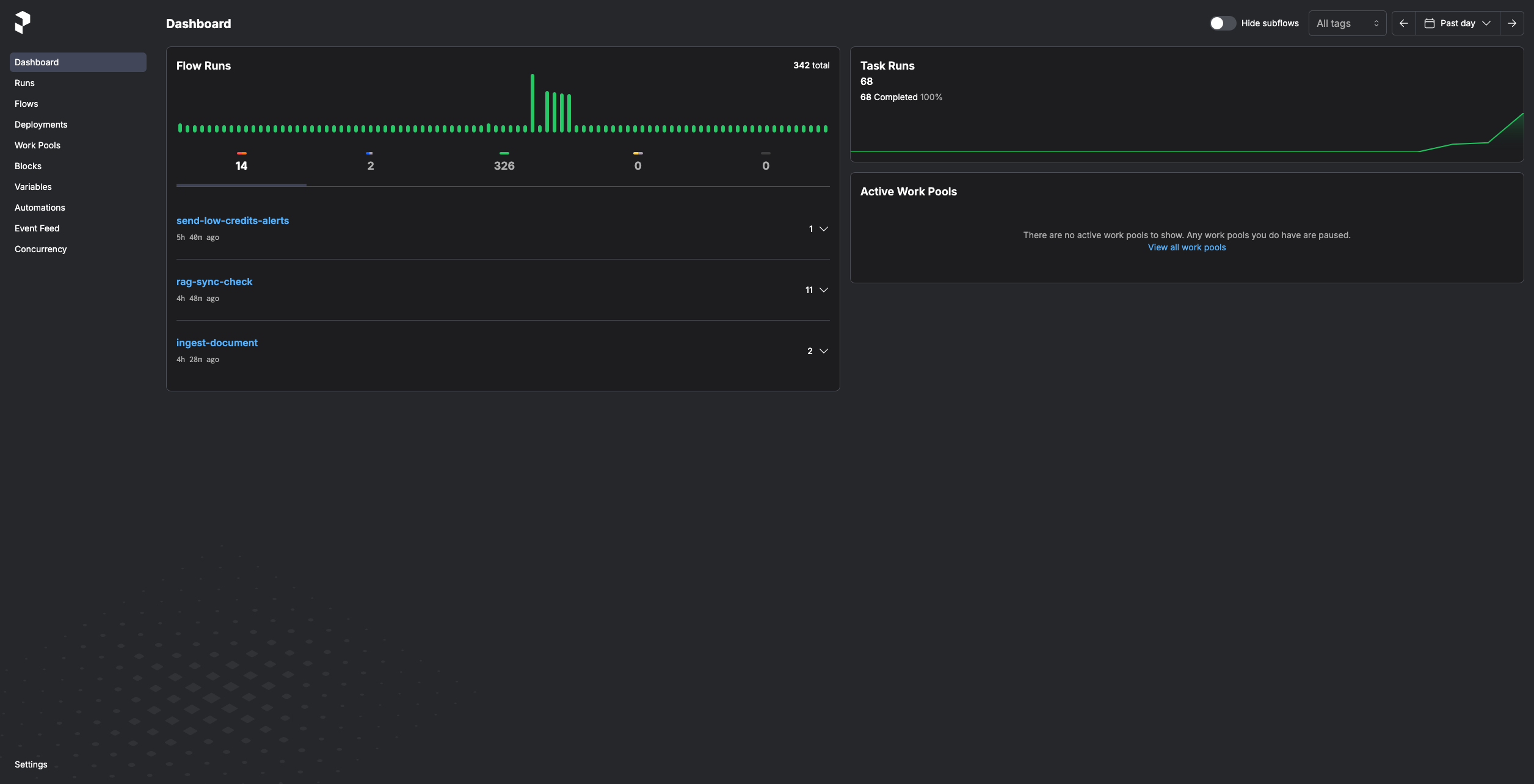 Prefect dashboard