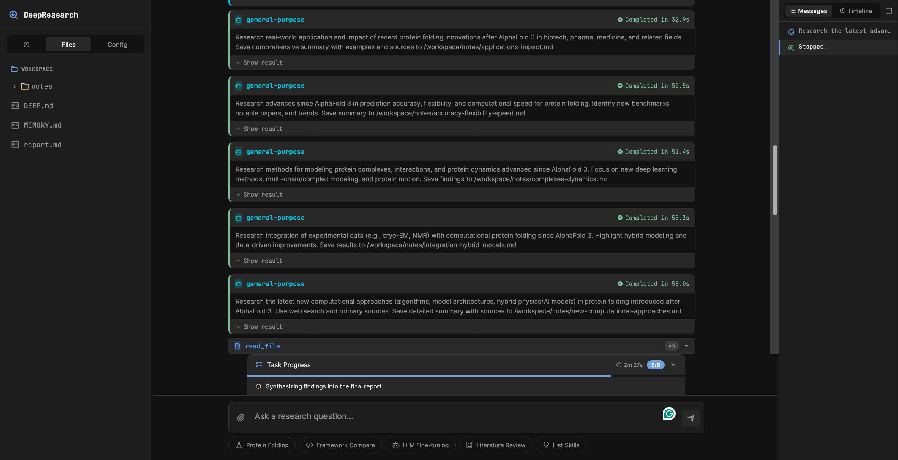 Parallel subagent research