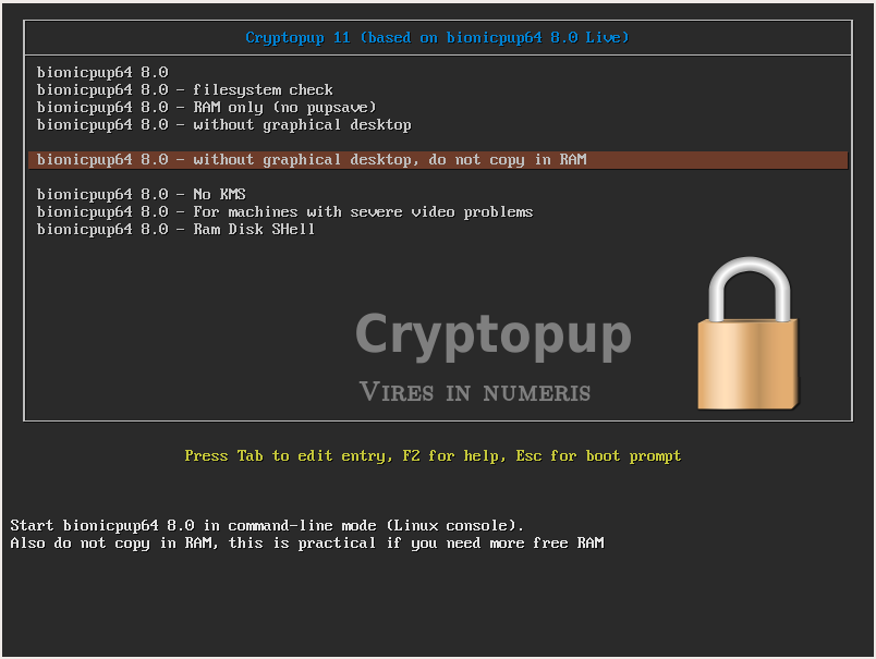 Cryptopup boot screen