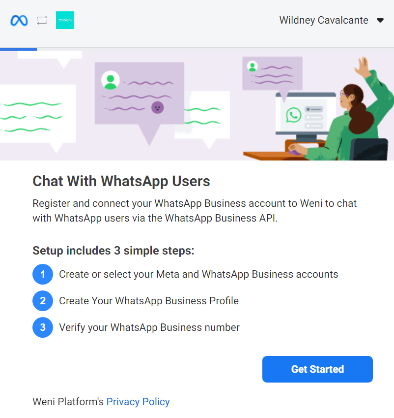 {"base64":" ","img":{"width":802,"height":849,"type":"png","mime":"image/png","wUnits":"px","hUnits":"px","length":123565,"url":"https://raw.githubusercontent.com/vtexdocs/help-center-content/refs/heads/main/docs/en/tutorials/weni-by-vtex/integrations/whatsapp-weni-express-integration_4.png"}}