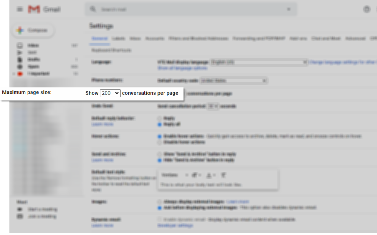 Gmail Increase Maximum Page Size