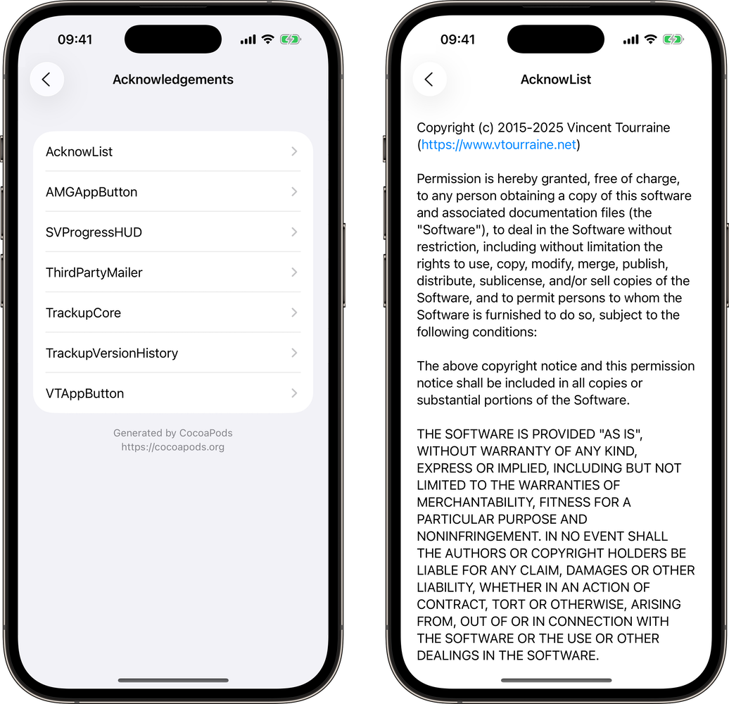 AcknowList screenshots