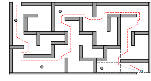 Holonomic vehicle moving through a maze