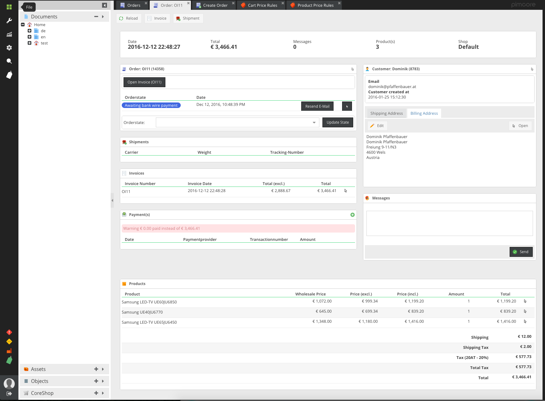 CoreShop Interface