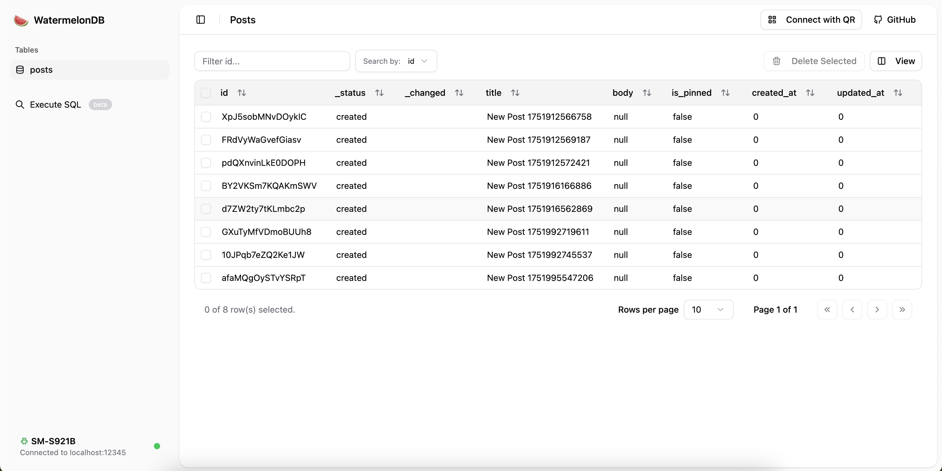 Screenshot of WatermelonDB Studio
