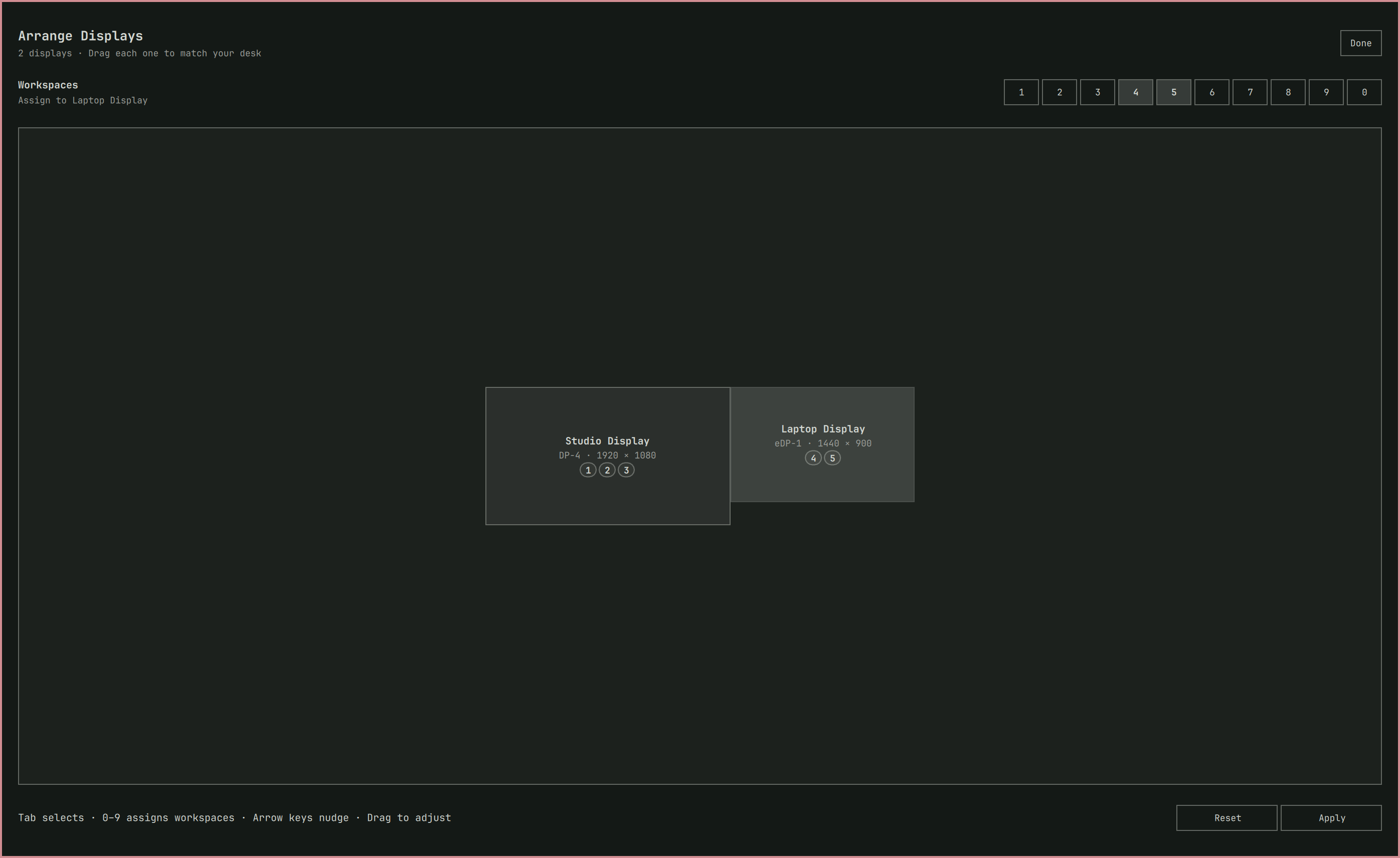 Monitor Studio full-screen arrangement with mocked monitor names