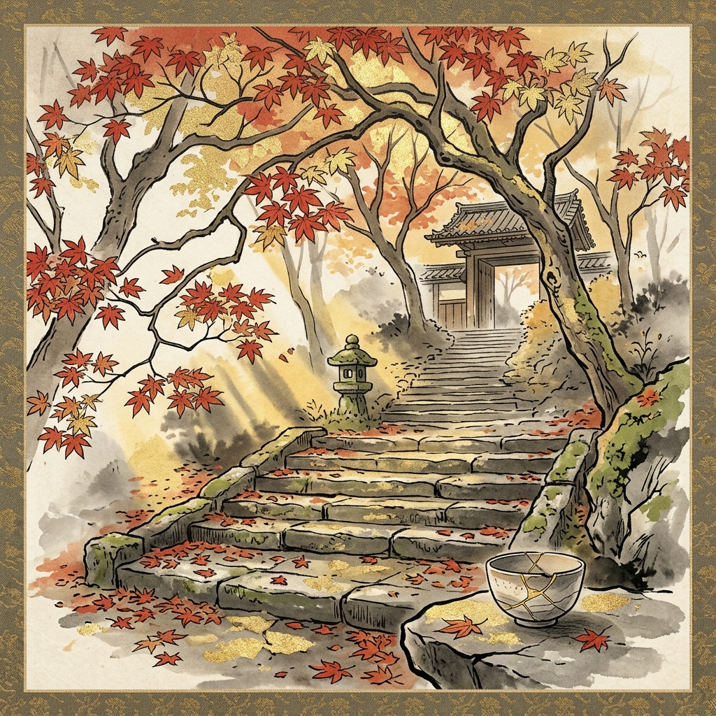 Japanese traditional autumn temple