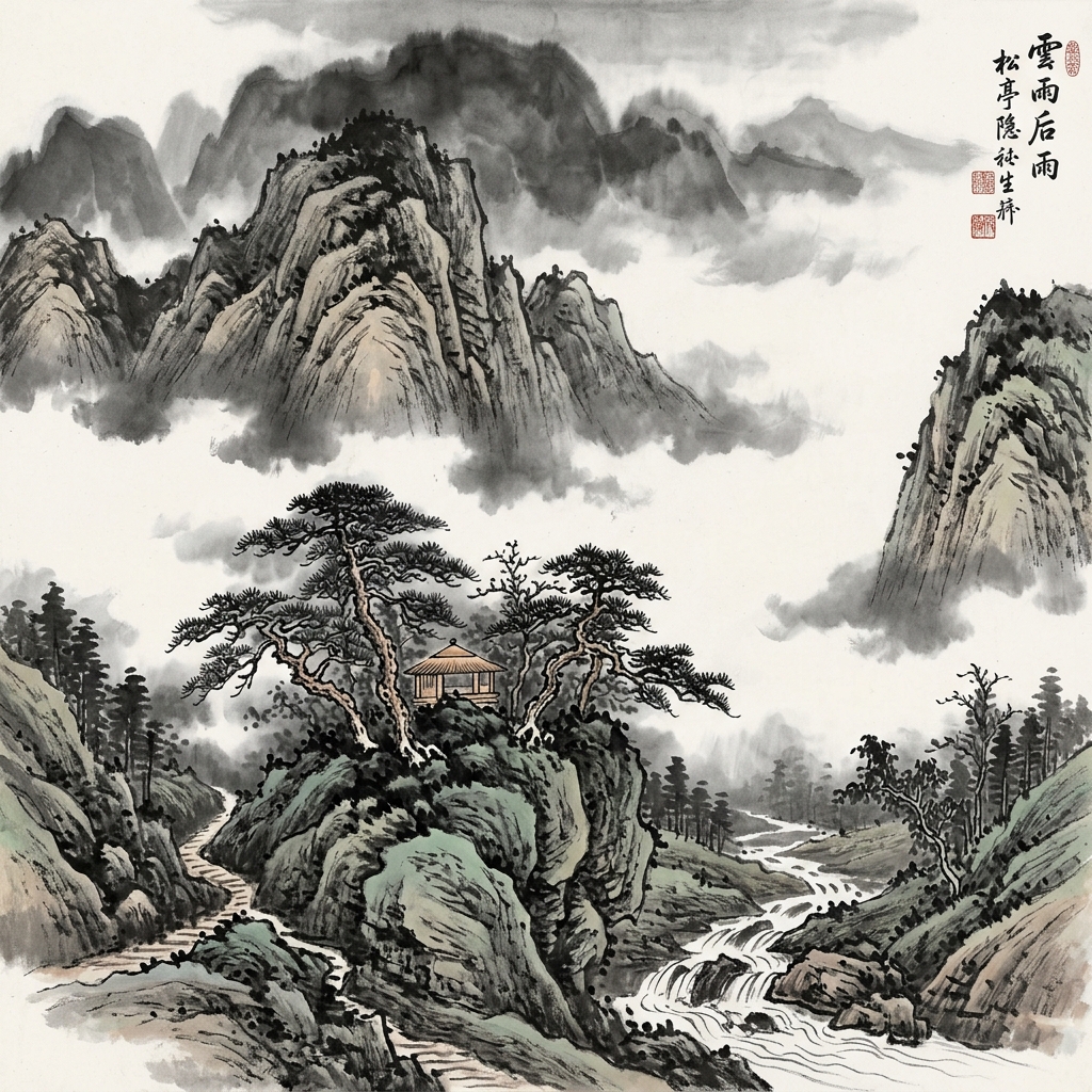 Chinese Xieyi ink wash landscape — scored 92%