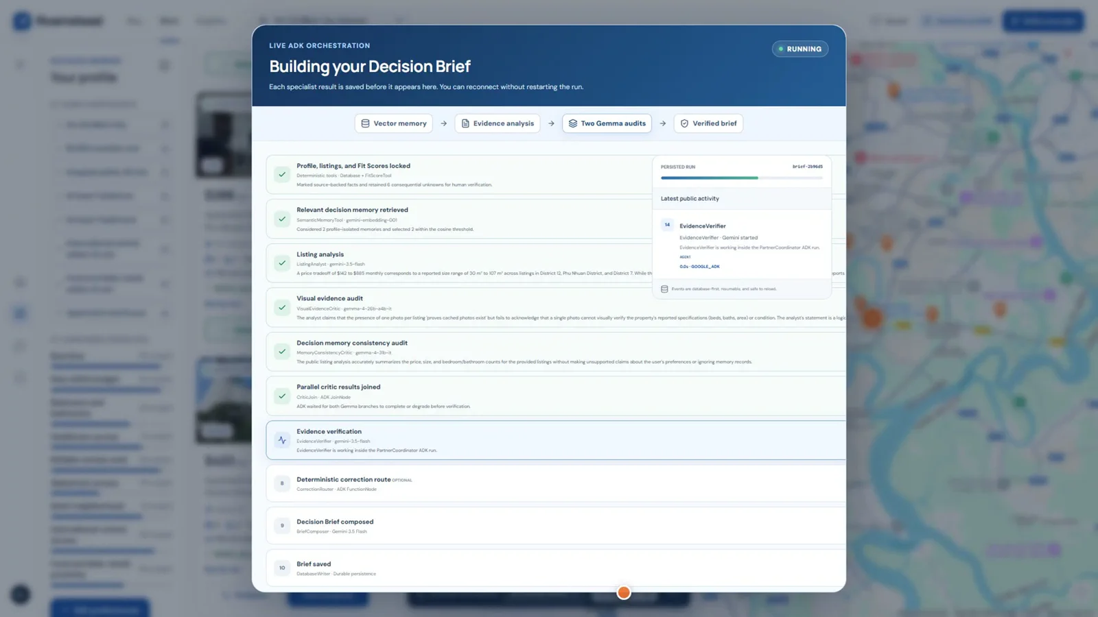 Live multi-agent Decision Brief