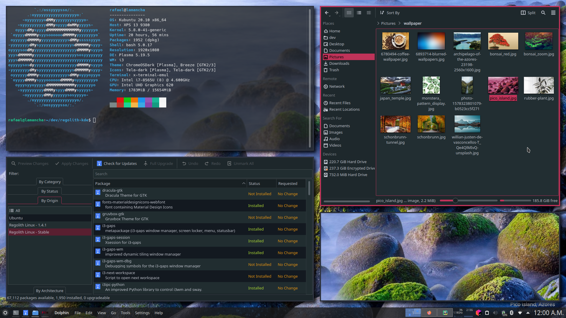 Screenshot of Regolith running on KDE