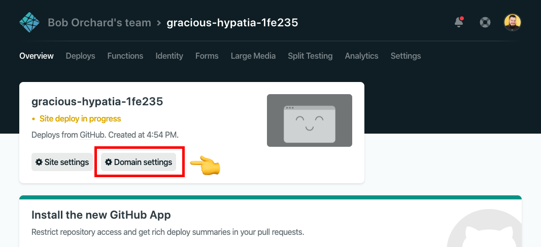 Netlify domain settings