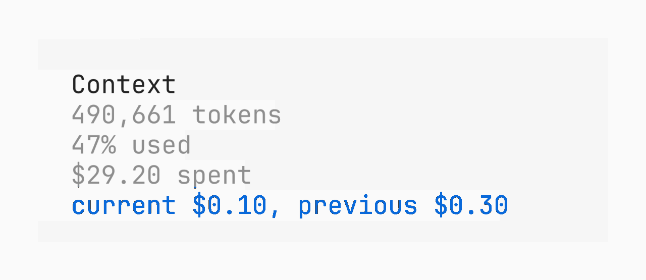Cost details in the OpenCode sidebar