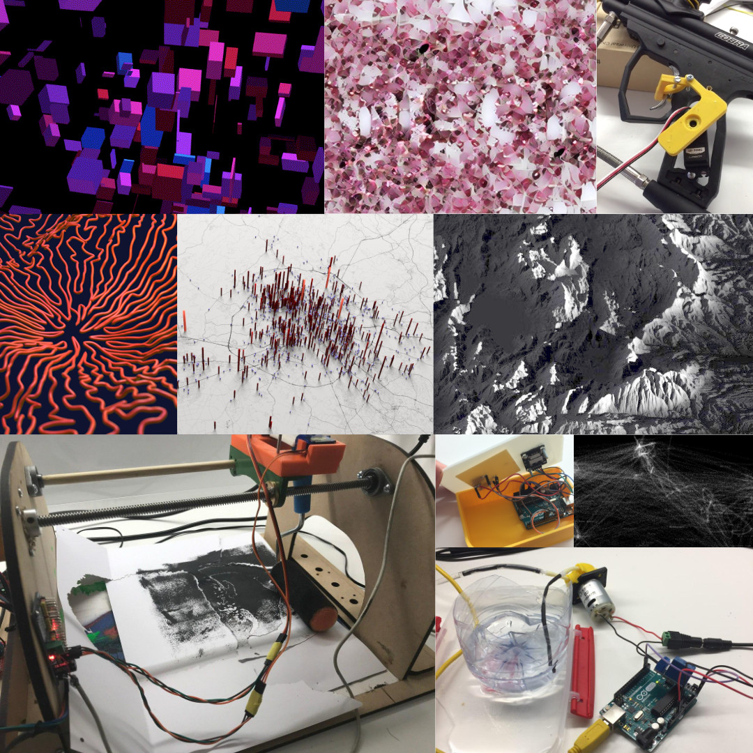 recap_of_me.jpg shows generative works and physical computing experiments (a paintball gun driven by a servo, a plant watering system, an arduino joystick, a stepper driven stencil machine)