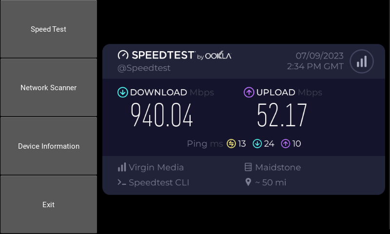 New Speed Test Screen