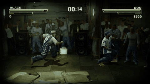 Three-second fight preview showing strikes and a knockdown