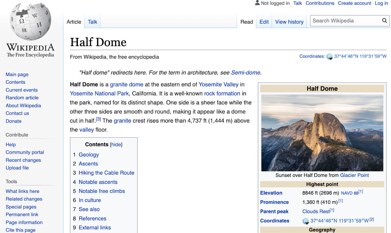 WIT Wikipedia Half Dome Image