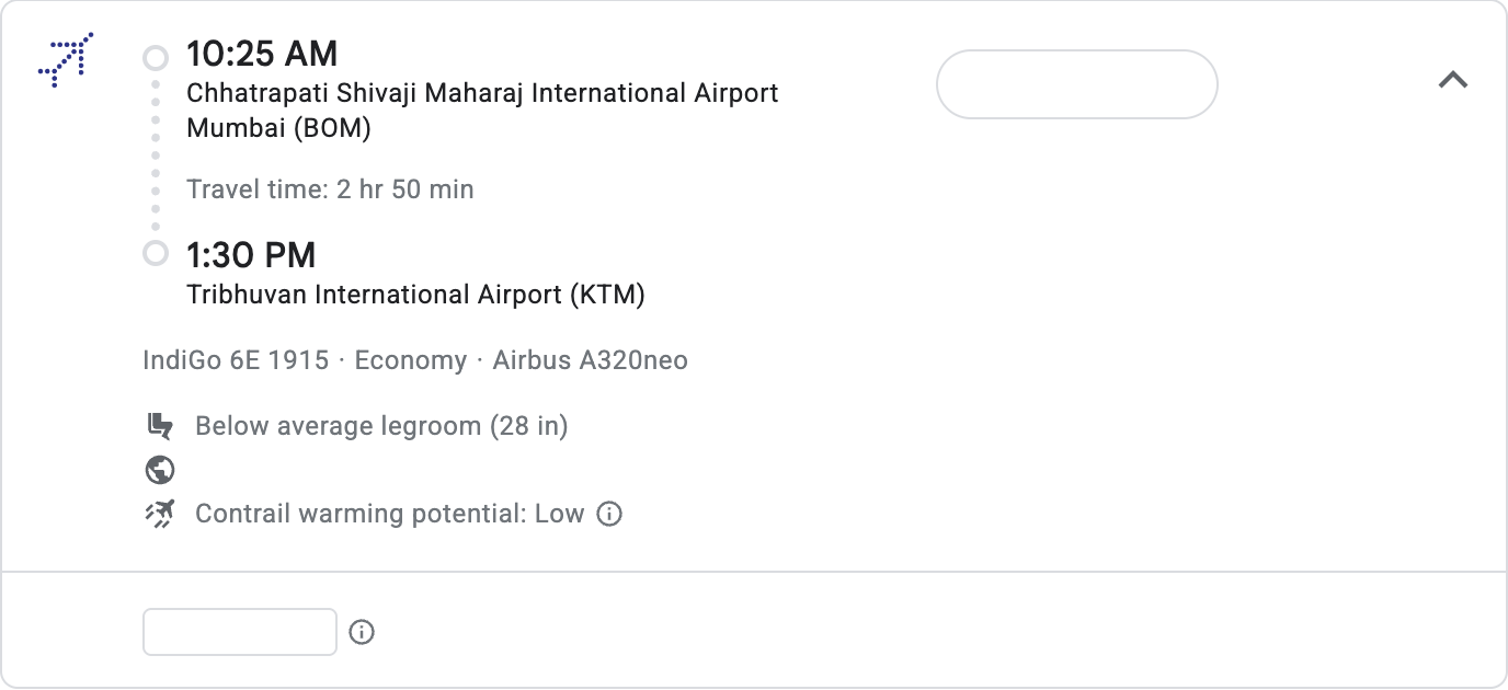 IndiGo BOM to KTM, Sun 15 Nov 2026