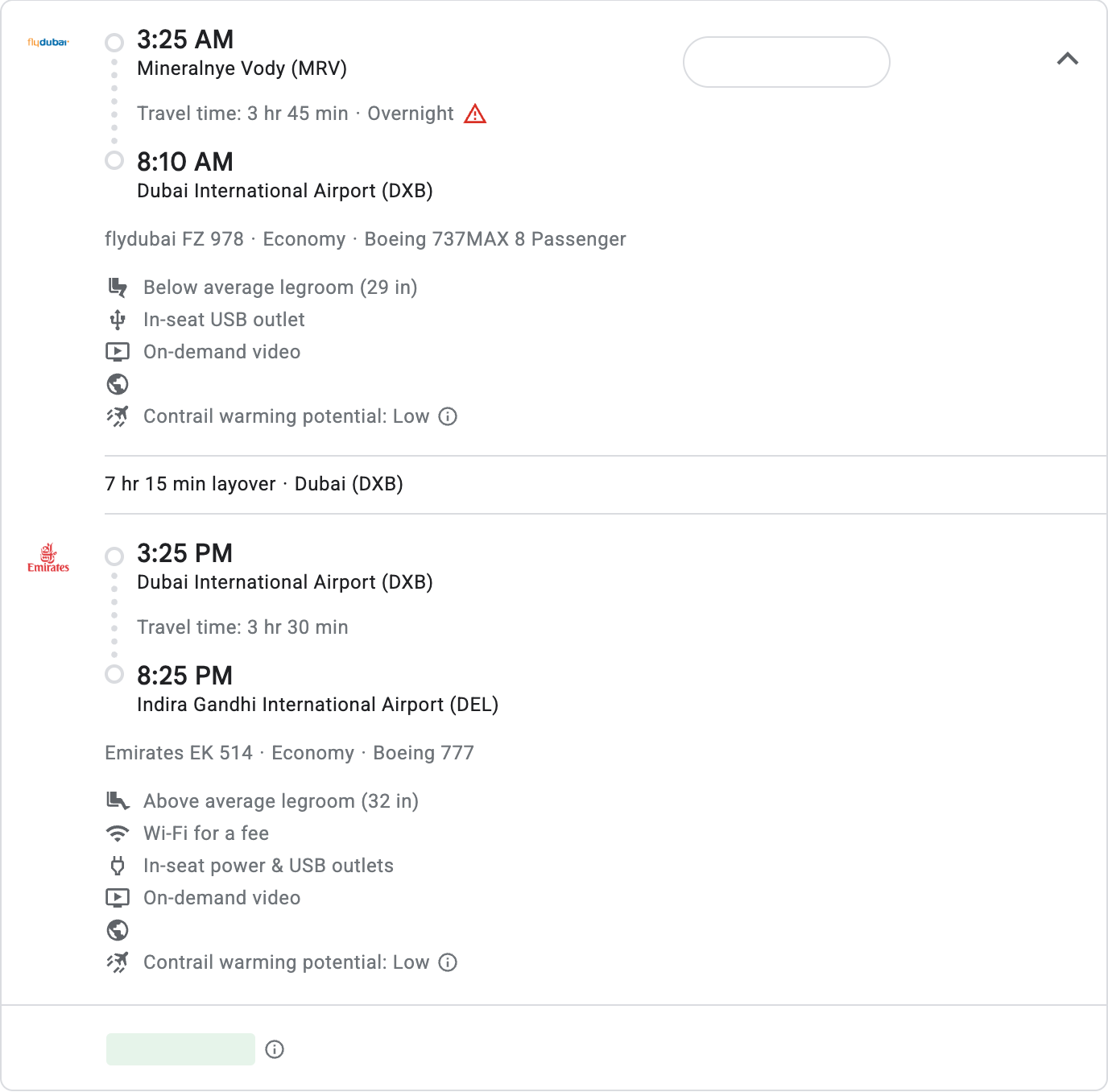MRV to DEL via DXB, Tue 14 Jul 2026
